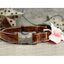 Diva Dogs Camellia Pink Velvet Dog Collar XS/S
