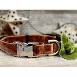 Diva Dogs Camellia Olive Velvet Dog Collar Teacup