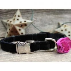 Diva Dogs Carnation Orchid Velvet Dog Collar XS/S