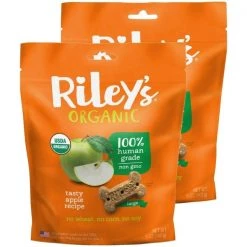 Rileys Organics 192959808889 Tasty Apple Large Bone Dog Treats; 5 oz - Pack of 2