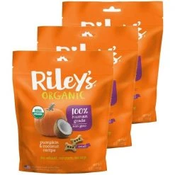 Rileys Organics 192959808919 Pumpkin & Coconut Small Bone Dog Treats; 5 oz - Pack of 3