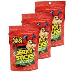 Glad Wags 192959809893 2.8 oz Beef Flavor Jerky Sticks - Pack of 3