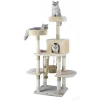 Go Pet Club F826 61.5 in. Jungle Rope Cat Tree with Sisal Covered Posts; Beige & Slate Grey