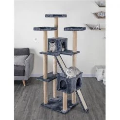 Go Pet Club F726 71 in. Kitten Cat Tree House with Sisal Scratching Board; Gray