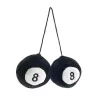 Vintage Parts USA 334280 Fuzzy Hanging Rearview Mirror 8-Balls - Black & White; Pack of 2