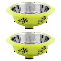 Iconic Pet 51769 54 oz Color Splash Designer Oval Fusion Bowl for Pet Dog - Large Green ; Set of 2 - 6 Cups