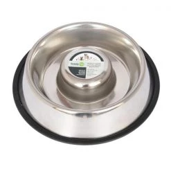 Iconic Pet 92008 48 oz Slow Feed Stainless Steel Pet Bowl for Dog or Cat - Large
