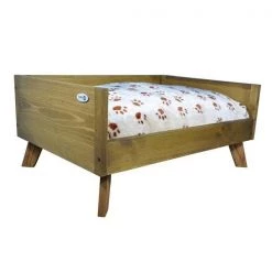 Iconic Pet Llc Iconic Pet 52047 Sassy Paws Raised Wooden Pet Bed with Removable Cushion; Rustic Brown - Large