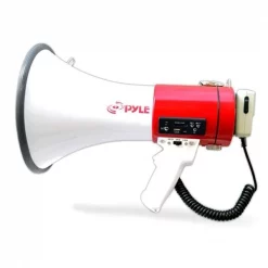 Penray Companies Pyle USA TW9817 Megaphone Bullhorn with USB Flash Drive & SD Memory Card Readers; Aux Input Connector Jack; Built-in Rechargeable Battery; Siren Mode