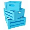 Vaser Designs 3 Piece Wood Crates Set; Sky Blue - 6 x 11 x 12 in.