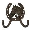 IWGAC 0170J-04202 Cast Iron Horseshoe 2-Hook; Brown