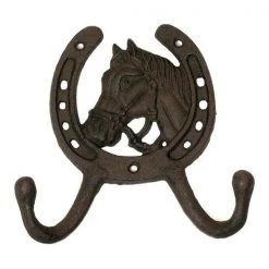 IWGAC 0170J-04202 Cast Iron Horseshoe 2-Hook; Brown