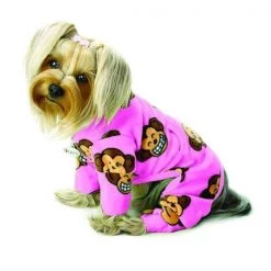 Klippo Pet KBD073MZ Silly Monkey Fleece Turtleneck Pajamas; Pink - Medium