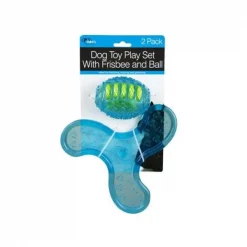 Kole Imports DI624-3 Dog Toy Play Set with Frisbee & Ball - Pack of 2 - 3 Piece