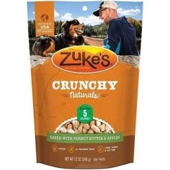 Zukes ZK30008 12 oz Crunchy Naturals Dog Treats with Peanut Butter & Apples