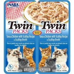 Inaba INA00857 Twin Packs Tuna & Chicken with Scallop Recipe in Scallop Broth Side Dish for Cats