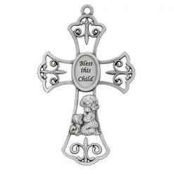 McVan 73-44 Silver Baby Pewter Girl with Puppy Cross