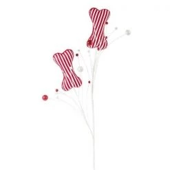 Melrose International 80331DS 32 in. Foam & Fabric Dog Bone Spray; Red & White - Set of 12