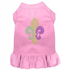 Petpal Mardi Gras Fleur De Lis Rhinestone Dog Dress; Light Pink - Large