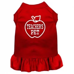 Petpal Teachers Pet Screen Print Dog Dress; Red - Medium