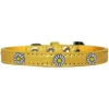 Mirage Pet 720-24 YWC14 White Daisy Widget Croc Dog Collar - Yellow; Size 14