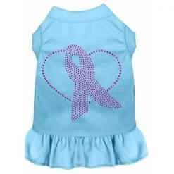 Petpal Pink Ribbon Rhinestone Dress for Dogs; Baby Blue - 2XL
