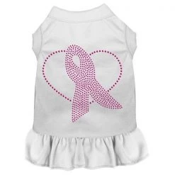 Petpal Pink Ribbon Rhinestone Dress for Dogs; White - Large