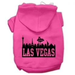 Mirage Pet 62-68 LGBPK Las Vegas Skyline Screen Print Pet Hoodies; Bright Pink - Large