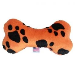 Petpal 6 in. Plush Bone Dog Toy - Orange Paw