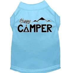 Mirage Pet 51-185 BBLSM 10 in. Happy Camper Screen Print Dog Shirt; Baby Blue - Small