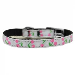 Mirage Pet 126-010 38WT8 Cherries Nylon Dog Collar with Classic Buckle 0.37 in.; White - Size 8