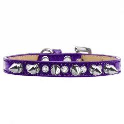 Petpal Crystal & Silver Spikes Dog Collar; Purple Ice Cream - Size 14