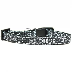 Petpal Fancy Black & White Nylon Ribbon Dog Collar - Extra Small