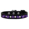 Petpal Crystal & Purple Spikes Dog Collar; Black - Size 10