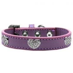 Mirage Pet 87-06 LV12 Crystal Heart Dog Collar; Lavender - Size 12