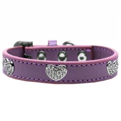 Mirage Pet 87-06 LV16 Crystal Heart Dog Collar; Lavender - Size 16