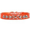 Petpal Double Crystal & Spike Croc Dog Collar; Orange - Size 20