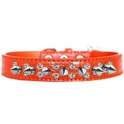 Petpal Double Crystal & Spike Croc Dog Collar; Orange - Size 20