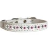 Petpal Posh Jeweled Cat Collar; White with Bright Pink - Size 10