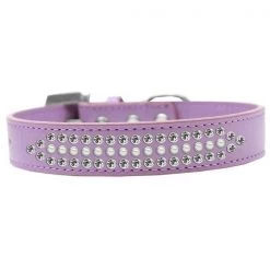 Mirage Pet 620-1 20-LV Ritz Pearl & Clear Crystal Dog Collar; Lavender - Size 20