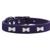 Mirage Pet 83-49 Pr22 White Bow Widget Genuine Leather Dog Collar; Purple - Size 22