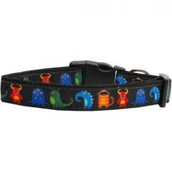 Mirage Pet 125-094 XS Black Monsters Nylon Dog Collar; Extra Small