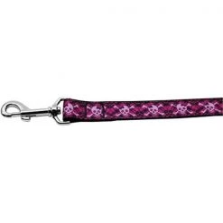 Mirage Pet 125-151 3804 Hot Pink Plaid Skulls Nylon Dog Leash; 0.38 in. x 4 ft.