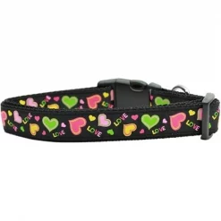 Mirage Pet 125-162 SM Neon Love Nylon Dog Collar; Small