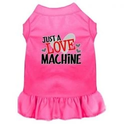 Mirage Pet 58-441 BPKSM Love Machine Screen Print Dog Dress; Bright Pink - Small