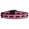 Mirage Pet 125-080 SM Pink Striped Moustache Nylon Dog Collar; Small