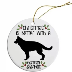 Mirage Pet ORN-R-B38 Breed Specific Round Christmas Ornament German - Shepard