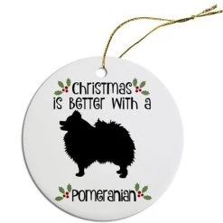 Mirage Pet ORN-R-B58 Breed Specific Round Christmas Ornament - Pomeranian