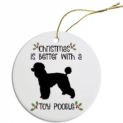Mirage Pet ORN-R-B74 Breed Specific Round Christmas Ornament - Toy Poodle