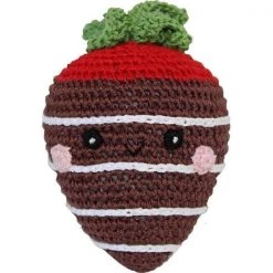 Mirage Pet 500-111 MCS Knit Knacks Strawberry Organic Cotton Small Dog Toy; Milk Chocolate
